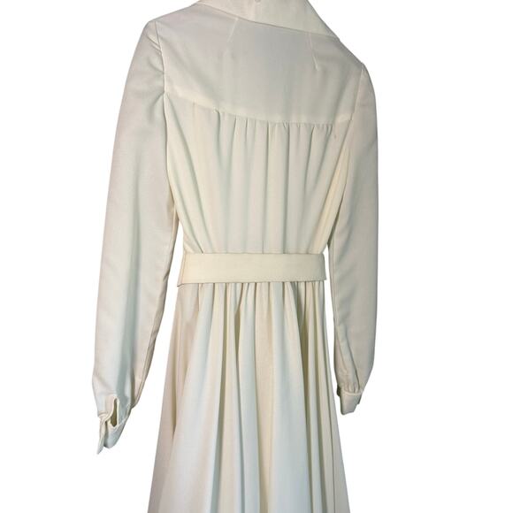 Vintage 70s Vogue Americana Cream Belted Maxi Dress Rosette Detail Women'sSmall - Picture 9 of 9